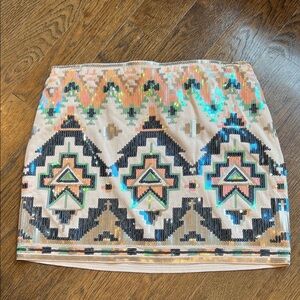 Sequin Embellished Geometric Skirt